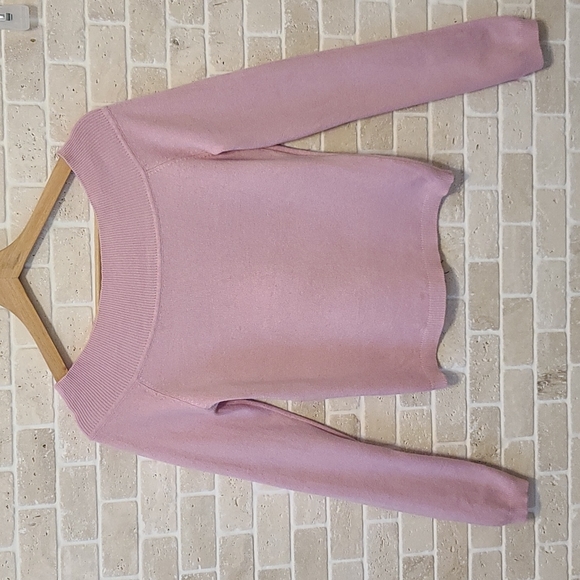 Moda International Sweaters - Moda International Women's Boat Neck Pink Silk Cashmere Cropped Sweater (Sz M)